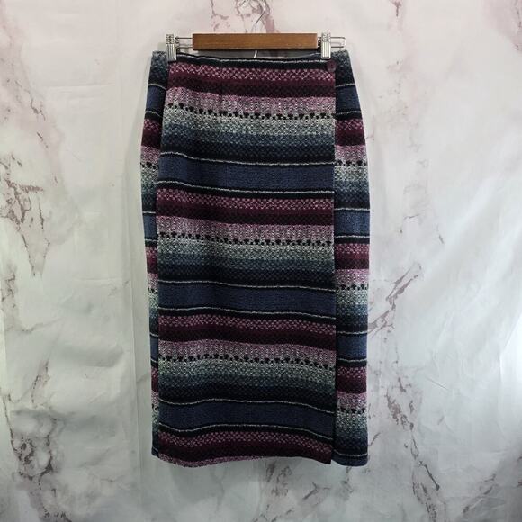 Vintage Southwestern Skirt Womens 29 Medium Maxi Tapestry Blanket Aztec Wrap 90s - Picture 1 of 12